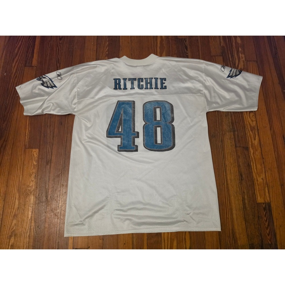 Mens Reebok Philadelphia Eagles Jon Ritchie 48 NFL Jersey White XL Mesh 2000s - Picture 2 of 7